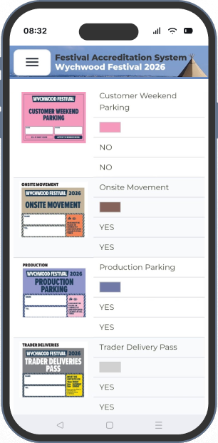 IMAGE: mobile screen showing list of wristbands